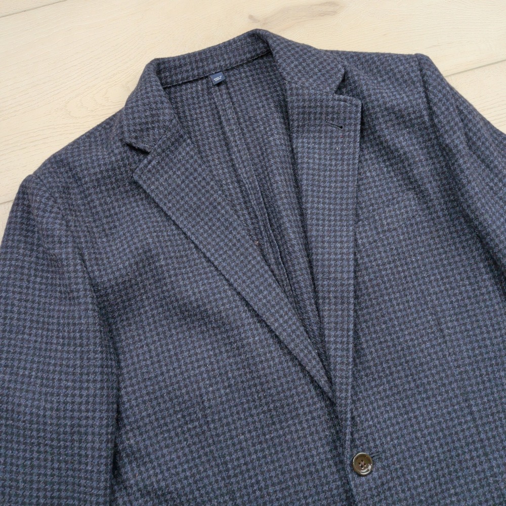 J.Crew Thompson Blazer 38 Mens Navy Grey Houndstooth Wool Blend Jacket Tweed